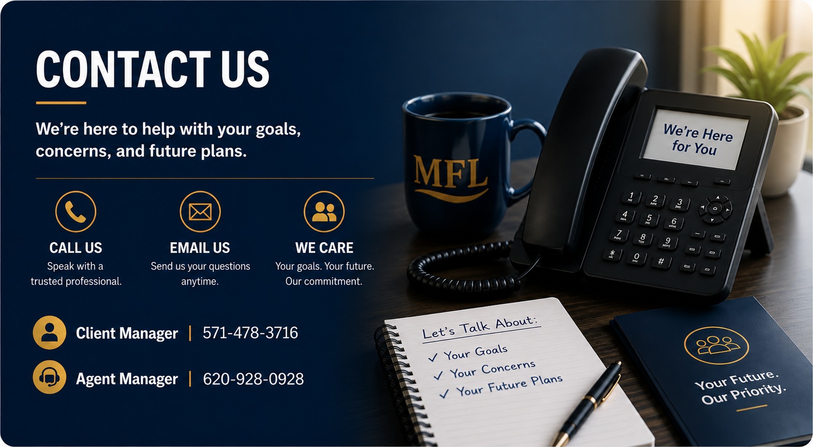 Contact My Financial Life for goals, concerns, and future planning support